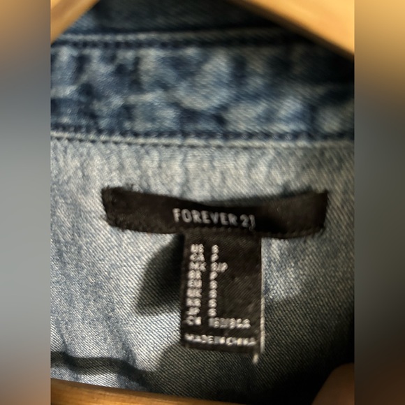 Forever 21 distressed denim shirt, button down - Picture 3 of 4